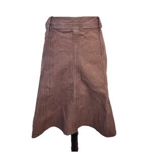 Westport Denim Skirt size 10 Brown Denim Jean Knee A Line Stretch Modest No Slit